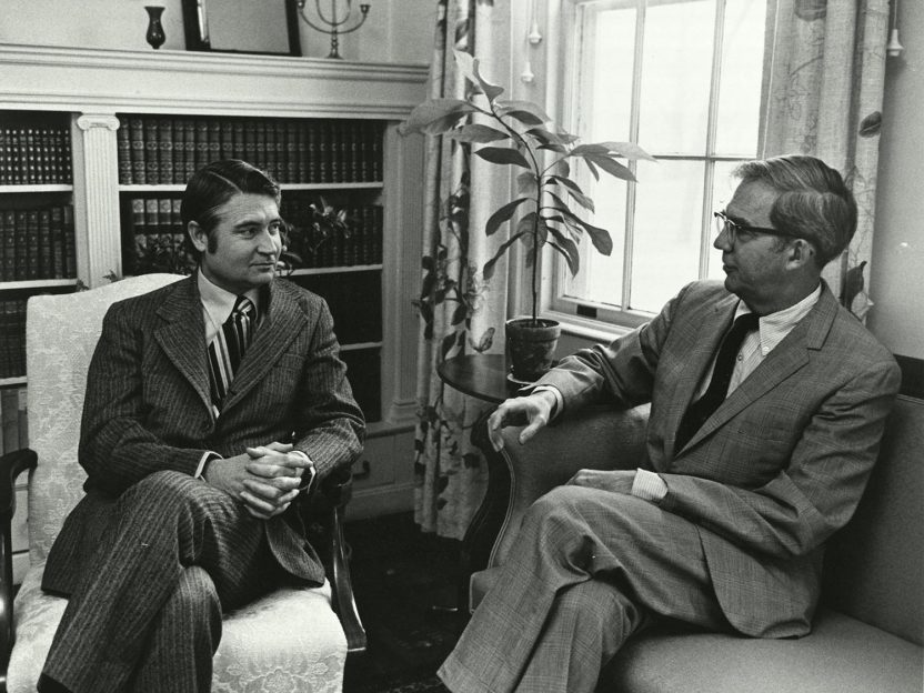 Photo of John Chandler seated with Jack Sawyer.