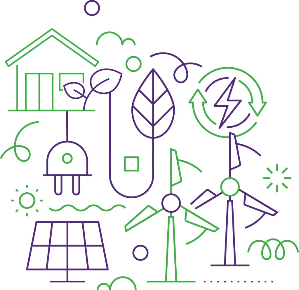 Illustration representing sustainable energy images