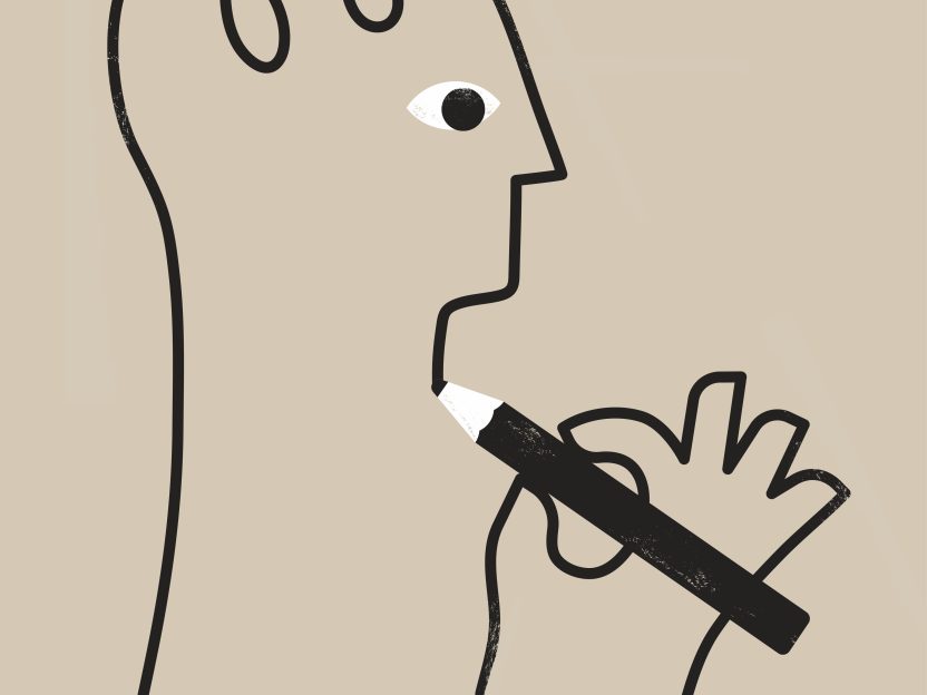 Illustration of a person drawing themself.