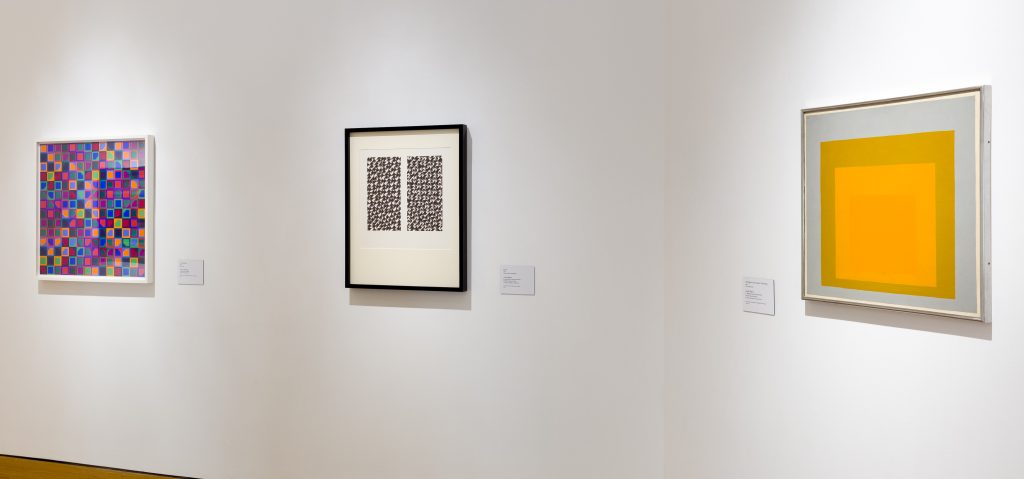 Museum wall with artworks for a computer science course.