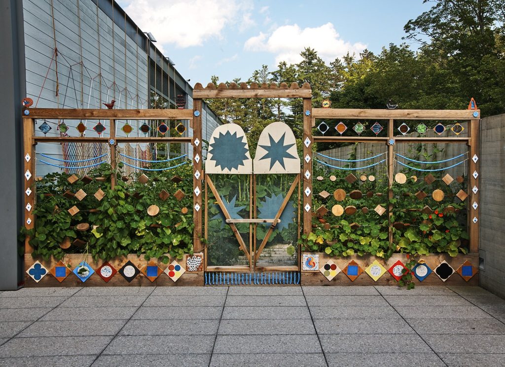 A frontal view of Pallavi Sen's garden and installation at the Clark.