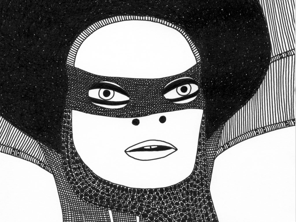 LaylahAli1 A horizontal crop of art professor Laylah Ali's drawing "Untitled," ink and pencil drawing on paper