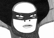 A horizontal crop of art professor Laylah Ali's drawing "Untitled," ink and pencil drawing on paper